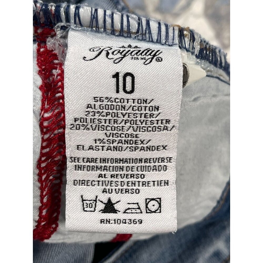 Royalty For Me Mid Rise Distressed Denim Shorts Size 10 Frayed Hem - Picture 9 of 11